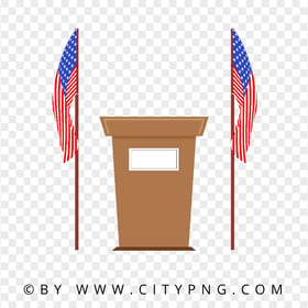 Clipart President Podium With American Flags PNG