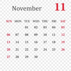 November 2022 Calendar FREE PNG