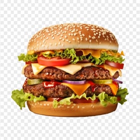 Premium Double Cheeseburger with Lettuce HD PNG