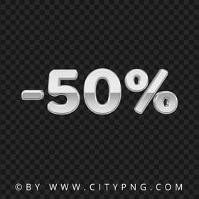 50 Percent Discount Silver Text HD Transparent PNG