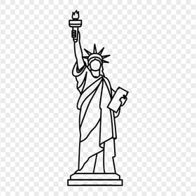 Black Outline Statue Of Liberty Monument PNG Image