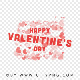 Happy Valentine's Day Text With Hearts Logo Design PNG