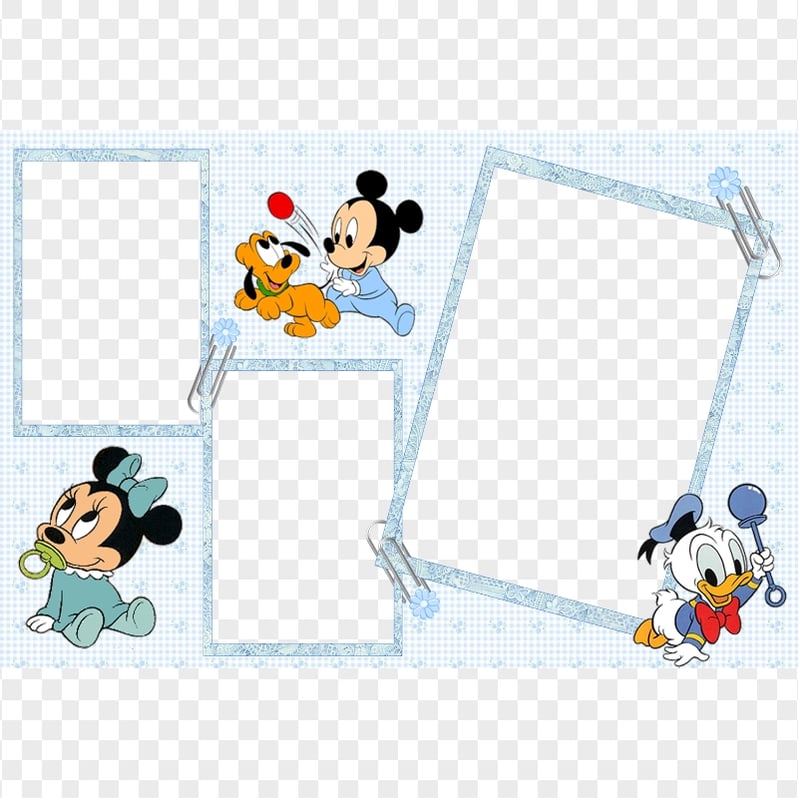 HD Baby Mickey, Minnie And Donald Collage Frame PNG | Citypng