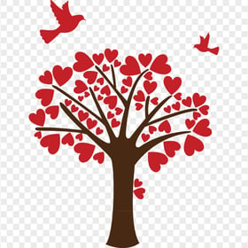 Vector Tree Of Hearts With Birds