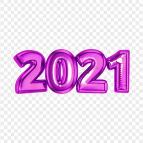 HD Purple 2021 Text Realistic Balloon Logo PNG