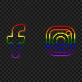 HD Facebook Instagram Neon Rainbow Logos Icons PNG