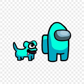 HD Cyan Light Blue Among Us Character Pet Dog PNG