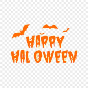 HD Creative Happy Halloween Orange Text With Bats Silhouette PNG