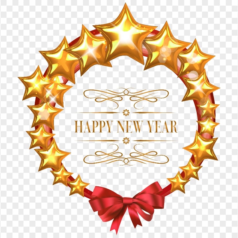 HD Happy New Year Stars Oval Shape Illustration PNG