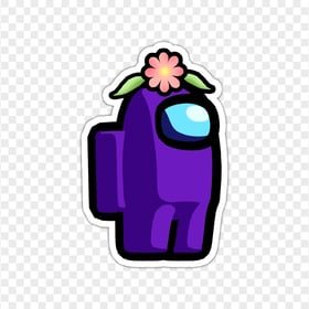 HD Purple Among Us Character Flower Hat Stickers PNG