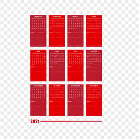 HD 2021 Creative Red Calendar With Notes Section Clipart PNG