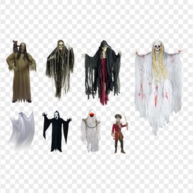 Collection Of Halloween Monsters Ghosts PNG Image