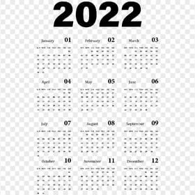 Download Black Simple 2022 Calendar PNG