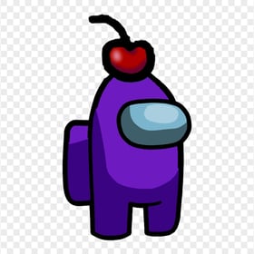 HD Purple Crewmate Among Us Character With Cherry Hat PNG