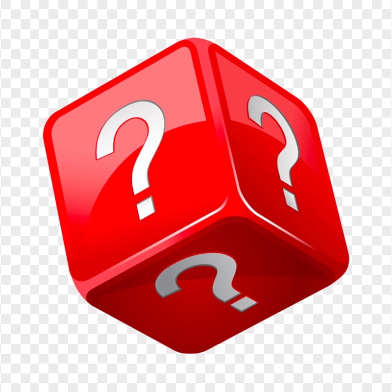 Red 3D Cube With Question Marks Icon PNG