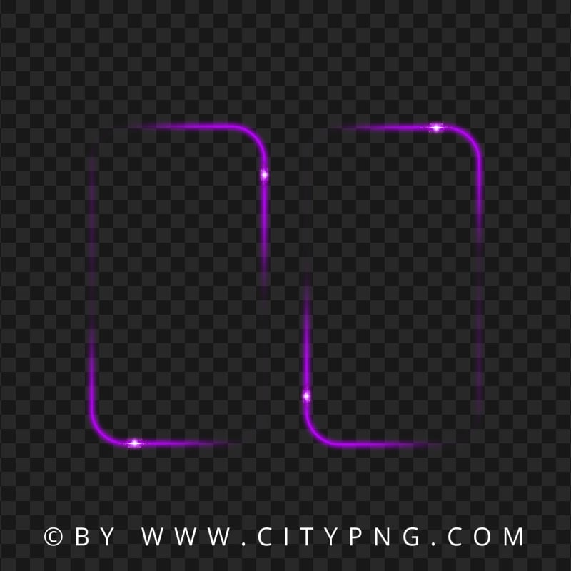 Two Purple Double Glowing Neon Frame PNG Image