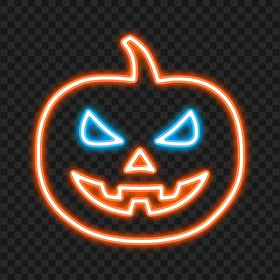 PNG Orange Neon Pumpkin Jack O Lantern Blue Eyes