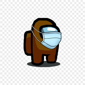 HD Brown Among Us Character With Surgical Mask PNG