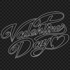 HD Valentines Day White Outline Text Logo PNG
