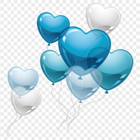 Blue Flying Hearts Balloons Transparent PNG