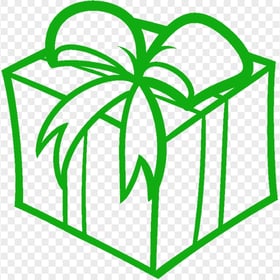 Green Drawing Gift Box Icon PNG