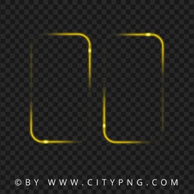 Two Yellow Double Glowing Neon Frame Image PNG
