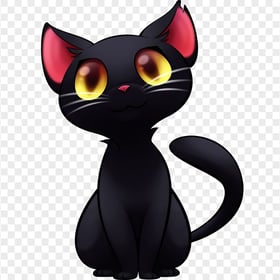 Black Cute Cat Illustration HD Transparent Background