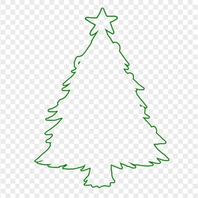 HD Green Outline Christmas Tree Clipart Silhouette PNG