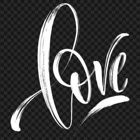 HD Love Word White Text Hand Brush Lettering PNG