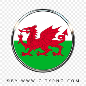 Wales Round Metal Framed Flag Icon Image PNG