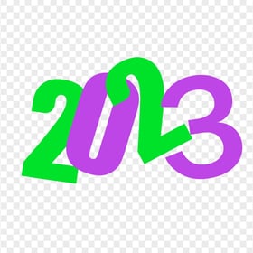 Purple & Green Flat 2023 Text Logo Numbers HD PNG