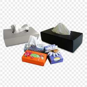 Group Of Handkerchief Facial Tissues Paper Box