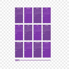 HD 2021 Creative Purple Calendar With Notes Section Clipart PNG