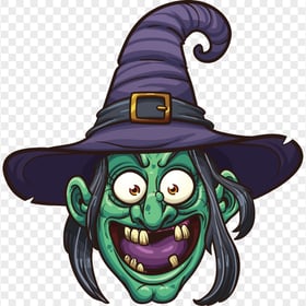 HD Cartoon Clipart Funny Green Witch Face PNG