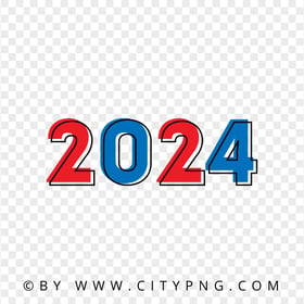 Red And Blue 2024 New Year PNG