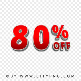 Red 3D 80 Percent OFF Text Sign Logo PNG