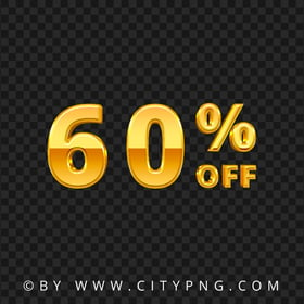 Yellow Gold 60 Percent OFF Text Sign Logo PNG Image