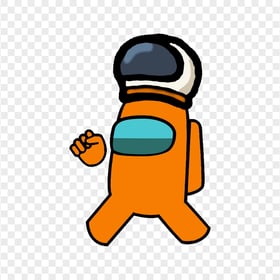 HD Orange Among Us Character Wear Astronaut Helmet PNG