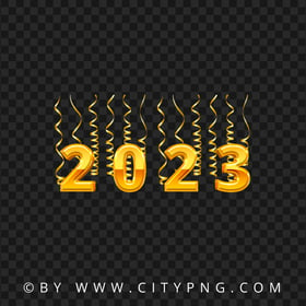 2023 Number With Gold Confetti Streamer HD PNG