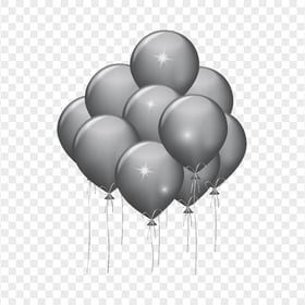 Gray Flying Balloons Illustration PNG