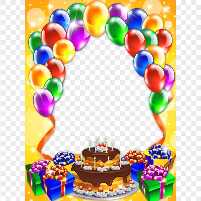 HD Vertical Happy Birthday Poster Picture Frame Balloons & Cake PNG ...