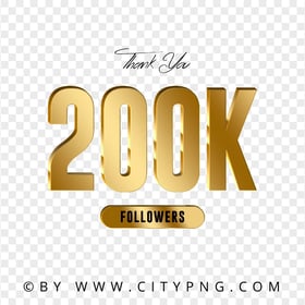 Gold 200K Followers Thank You PNG IMG
