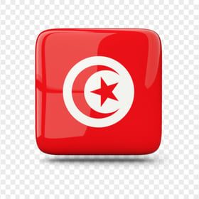 Square Glossy Tunisia Flag Button Icon PNG