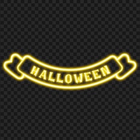 Yellow Halloween Neon Ribbon Banner Logo FREE PNG