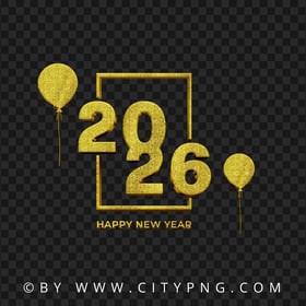 HD PNG 2026 Happy New Year Gold Glitter Celebration