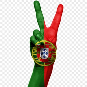 Portugal Flag Painted Peace Hand Gesture PNG