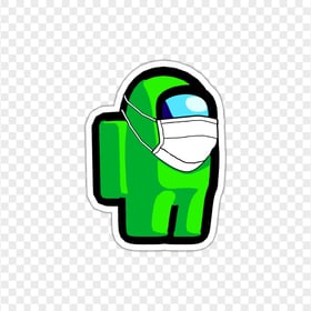 HD Lime Among Us Character Covid Surgical Mask Stickers PNG