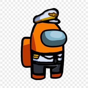 HD Orange Among Us Crewmate Character With Captain Costume PNG
