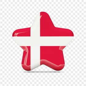 Denmark Flag  On 3D Star Transparent Background