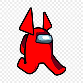 HD Red Among Us Walking Character Horns PNG